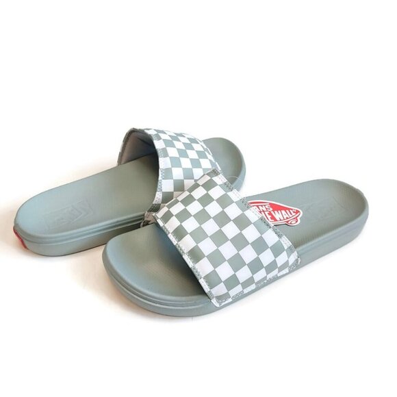 VANS Mens Size 8 La Costa Slide On Sandal Shower Slide Gray Green Checkerboard - Picture 8 of 8